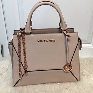 Michael kors pink leather satchel purse